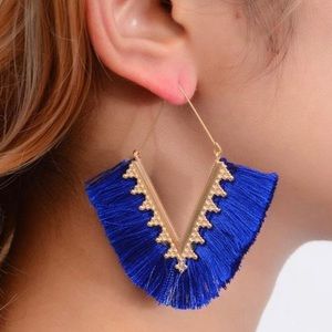 Beautiful Royal Blue Tassel Earrings